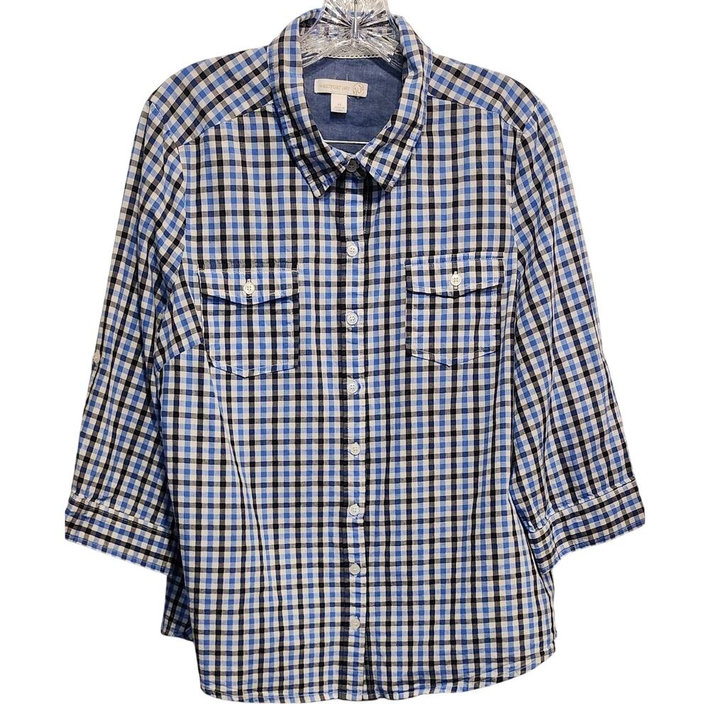 Westport 1962 Plaid 3/4 Convertible Sleeves Button Down Oversized Shirt Medium